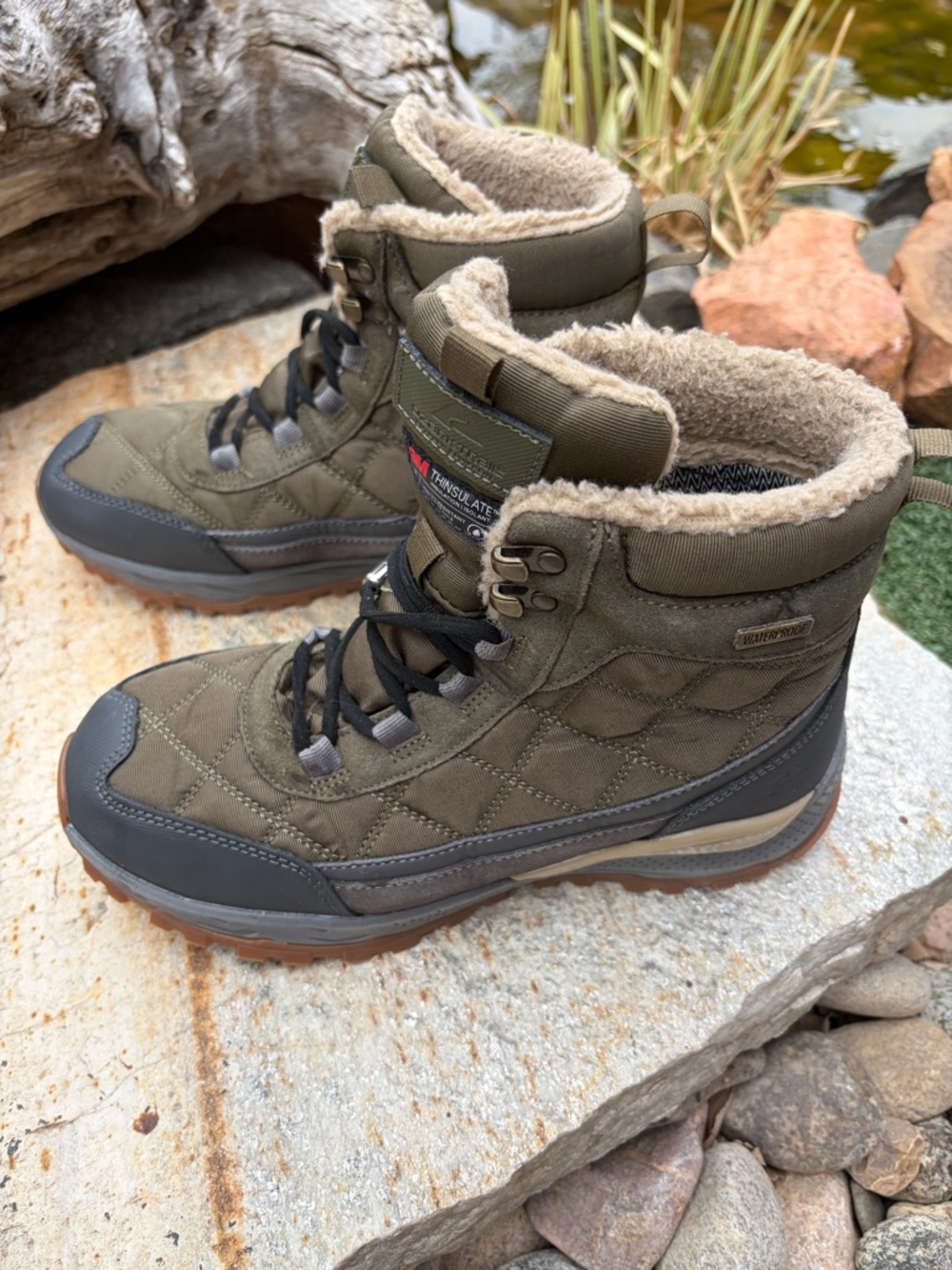 Ozark Trail Womens 8 Insulated Winter Snow Boots Brown Lace Up Hiking
